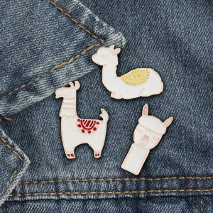 Cartoon Creatieve Alpaca Llama Legering Emaille Broche Badge Voor Student Kleding Tas Decor Leuke Dier Reversspeld Sieraden Cadeau