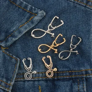 Retro Alloy Enamel Stethoscope Brooch Cute Medical Theme Badge Pin Clothes Hat Decoration Jewelry Gifts For Doctor Nurse Unisex
