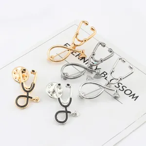 Stethoscope alloy brooch doctor badge enamel lapel pin creative medical uniform accessory