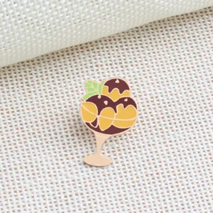 Cute ice cream sundae enamel pin, alloy food brooch badge for clothes, bags, and hats.