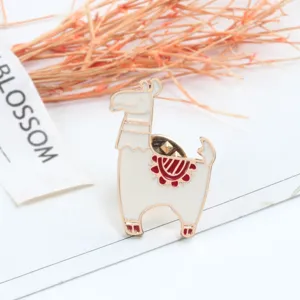 Leuke cartoon lama emaille speld, vergulde legering alpaca broche voor tas en kleding.