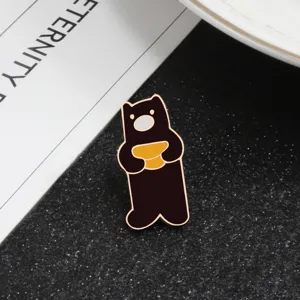 Schwarzer Bär Emaille Pin Brosche, Legierung Tropföl Mode Kleidung Zubehör Geschenk.