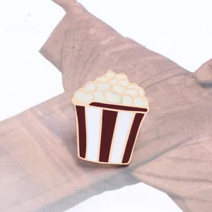 Cute popcorn enamel pin food metal brooch badge for clothes bags hat cute accessories fashion gift