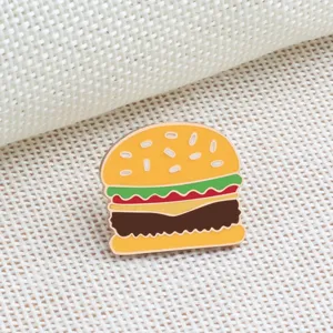 Cute burger enamel pin alloy food brooch funny cartoon fast food jacket backpack badge