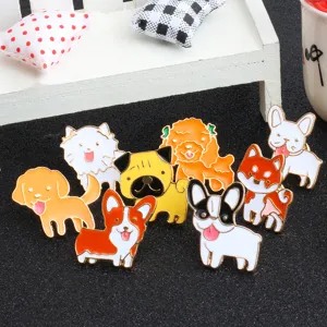 Leuke Cartoon Dier Emaille Speld Legering Hond Expressie Badge Voor Tassen Kleding Reversspeld Zoete Decoratieve Sieraden Voor Vrienden