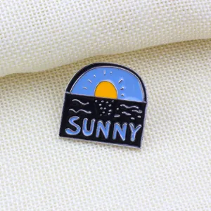 Enamel pin brooch creative badge alloy sun sea landscape lapel pin clothing accessories