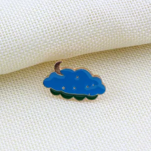 Enamel cloud moon brooch pin, creative alloy lapel badge for clothes, cute accessory gift.