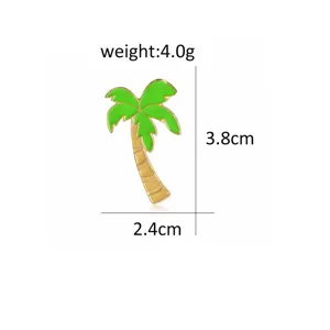 Detailed view of cute palm tree enamel pin, alloy sweet brooch for summer style fashion accessories.