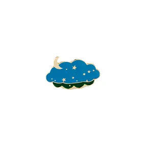 Cute blue cloud moon star metal enamel pin creative lapel brooch badge for daily wear