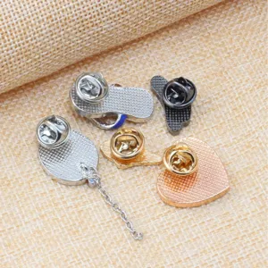 Metal beach slipper heart brooch pin back view accessory fashion jewelry item for women