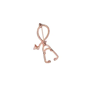 Rose gold stethoscope brooch pin, elegant alloy doctor medical badge for clothing decoration.