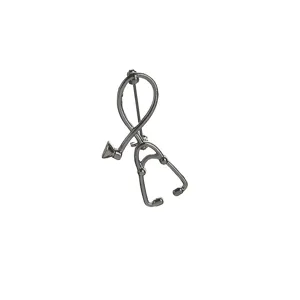 Vintage stethoscope brooch alloy pin doctor medical badge retro fashion clothing decor.