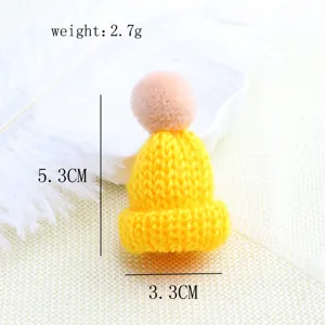 Mini knitted yarn hat brooch pendant cute bag accessory decoration yellow small size