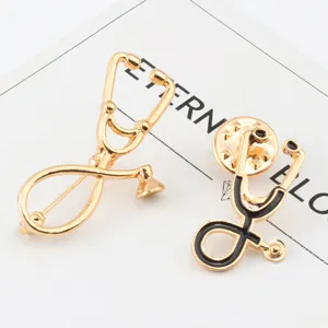 Gold stethoscope brooch enamel medical lapel pin doctor nurse doctor gift badge accessory