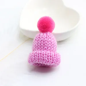 Lovely cute pink knitted mini hat pendant plush pompom bag charm decoration item