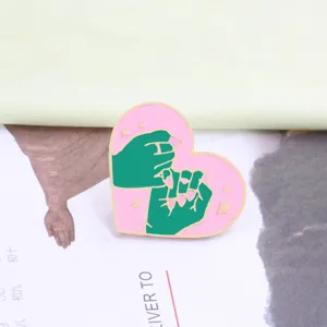 Heart pinky promise enamel pin badge, cute alloy brooch for clothes and bags decor.
