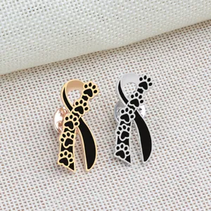 Paw Print Ribbon Brooch Set Metal Animal Lover Lapel Pin Cute Scarf Badge Fashion Jewelry