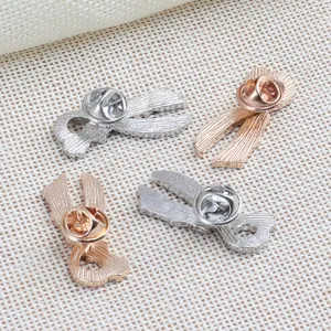 Alloy ribbon brooch set for women fashion lapel pins scarf badges accessories set 4pcs