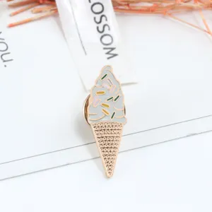 Emaillen ijsje hoorntje broche schattige metalen speld badge kleding hoed decoratie