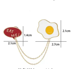 Kreative Spiegelei Sprechblase Doppelkette Brosche Pin süße Legierung Mode Schmuck Accessoire