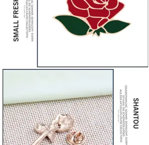 Squisita spilla rosa rossa in lega goccia d'olio fiore gioielli donna distintivo moda