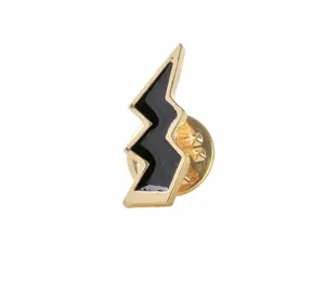 Goldenes Metall schwarzer Emaille Blitz Reversnadel Mode Abzeichen Zubehoer Kleidung