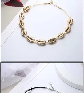 Natürliche Muschel geflochtene Halskette verstellbar Strand Stil Urlaub handgemacht Detail