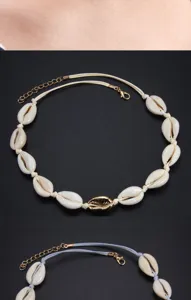Detailansicht der hawaiianischen Muschel-Choker-Kette mit verstellbarer Verlängerungskette.