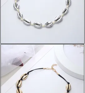 Natürliche Muschel geflochtene Choker Halskette Sommer Strand Hawaiian Urlaub Schmuck Damen