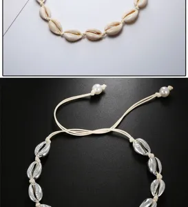 Collana girocollo con conchiglie di kauri fatte a mano e cordino regolabile mare.