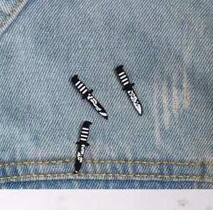 Punk style black dagger enamel brooch alloy pin fashion clothing bag badge accessories