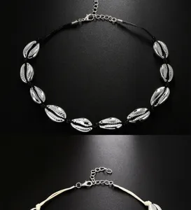 Handgemachte Muschel geflochtene Choker Halskette Strand Stil verstellbar Schmuck