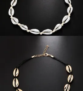 Details der handgemachten Muschel geflochtenen Halskette mit verstellbarer Kette Strand.