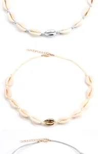 Bohème natürliche Kaurischnecke Choker Halskette mit Verlängerungskette Strandschmuck