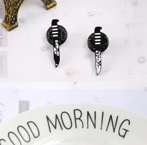 Punk style black enamel dagger brooch metal alloy pin badge fashion bag garment accessory