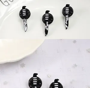 Black dagger enamel lapel pins punk badge brooches for bags clothing accessories daily wear