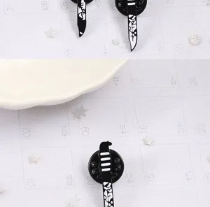Punk style black enamel dagger brooch alloy pin gothic badge clothing bag decoration accessory