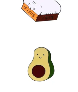 Cute cartoon cat and avocado enamel pins set, alloy metal lapel pin for backpack shirt.