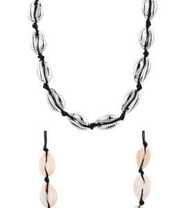 Natürliche Muschel geflochtene Halskette verstellbare Boho Strand Choker Handgemachte Schmuck