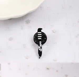 Cross-border foreign trade punk style alloy brooch black knife shape badge bag pendant