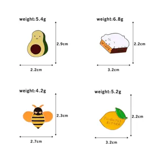 Cute cartoon enamel pins set, funny avocado cat bee lemon brooch badges for clothes backpacks