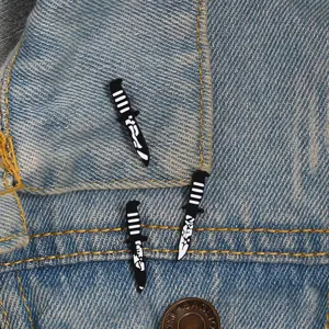 Punk style alloy knife brooch enamel pin black badge bag pendant fashion accessories