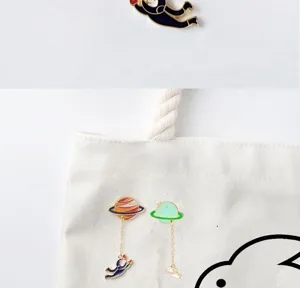 Planet astronaut enamel brooch, creative alloy lapel pin, cute space jewelry for clothes bags.