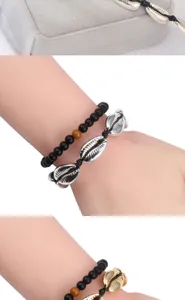 Handgemachte Kauri Muschel Perlen gewebte Armband Set Hawaiian Stil Strand Schmuck Detail