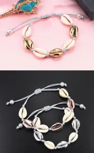 Bracciale con conchiglie intrecciate stile bohémien hawaiano gioielli da spiaggia donna