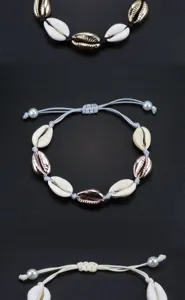 Braccialetto di conchiglie intrecciato boho regolabile gioielli da spiaggia estivi donna