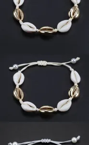 Braccialetto di conchiglie intrecciate boho gioielli da spiaggia hawaiani casual regolabili