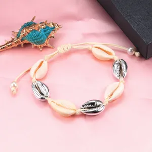 Bracciale intrecciato con conchiglie boho stile spiaggia hawaiana gioielli regolabili