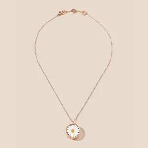 Charmante roségouden madeliefje hanger ketting, aroma diffuser en muggenwerend accessoire.