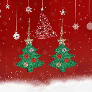 Christmas tree glitter acrylic earrings festive holiday party jewelry gifts for women and girls
